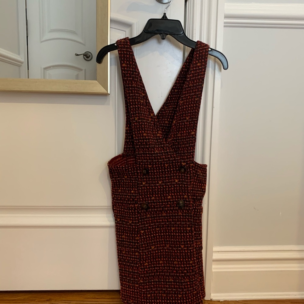 Double button tweed overall dress